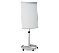 Relaxdays Rotafolios con Ruedas, Pizarra Magnética Móvil, Altura Ajustable, con Soporte para Bolis, 100 x 70 cm, Blanco