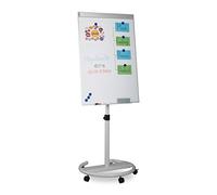 Relaxdays Rotafolios con Ruedas, Pizarra Magnética Móvil, Altura Ajustable, con Soporte para Bolis, 100 x 70 cm, Blanco