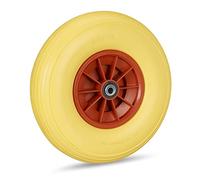 Relaxdays Rueda Carretilla 4.00-6, Goma Maciza, Llanta de Plástico, 3 Adaptadores, Antipinchazos, 100kg, Amarillo y Rojo