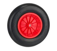 Relaxdays Rueda Carretilla 4.80/4.00-8, Goma con Llanta Plástico, Neumático Repuesto Antipinchazos, 100 kg, Negro/Rojo