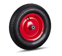 Relaxdays Rueda Carretilla 4.80 4.00-8, Llanta de Acero, 3 Adaptadores, Rueda de Recambio, hasta 120 kg, Negro y Rojo