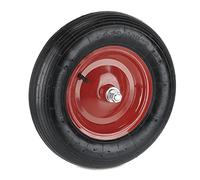 Relaxdays Rueda Carretilla 4.80 4.00-8, Neumática, Llanta Acero, Eje, Rueda Recambio Carrito, 4 PR, 120 kg, Negro y Rojo