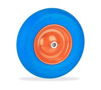 Relaxdays Rueda Carretilla 4.80 4.00-8, Rueda Goma Maciza, Llanta Acero, Repuesto, Antipinchazos, 120 kg, Azul y Naranja