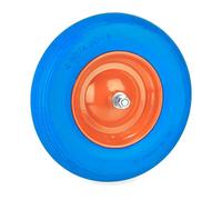 Relaxdays Rueda Carretilla Recambio, 4.80 4.00-8, con Eje, Antipinchazos, Hasta 120 kg, Llanta Acero, Azul y Naranja