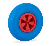 Relaxdays Rueda de Carretilla 3.50-6, Maciza, Llanta de Plástico, Recambio para Carrito, Antipinchazos, 100kg, Azul/Rojo