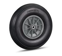 Relaxdays Rueda de carretilla 4.00-6, llanta de goma y plástico maciza, 3 adaptadores, máximo 100 kg, en negro/gris