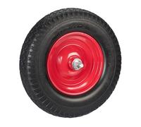 Relaxdays Rueda de Carretilla 4.00-8 Goma con Eje, Neumático de Repuesto Antipinchazos, hasta 100 kg, Negro/Rojo