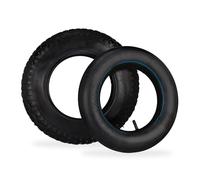 Relaxdays Rueda de Carretilla con Cámara de Aire, Neumáticos 3.50-8 para Carro de Mano, con Perfil, hasta 154kg, Negro