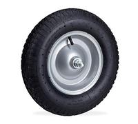 Relaxdays Rueda de Carretilla, Neumático de Recambio con Eje, Llanta de Acero, 120 kg, Negro