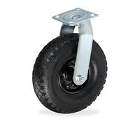Relaxdays Rueda Giratoria 3.00-4, Soporta hasta 120 kg, Placa de Acero para atornillar, Color a Elegir, 30×26×13.5 cm