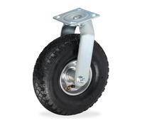 Relaxdays Rueda giratoria neumática 3.00-4 negro,plata