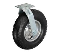 Relaxdays Rueda Giratoria, 3.50-6, Transporte Objetos Pesados, hasta 120 kg, Placa Acero para Atornillar, Negro/Plateado