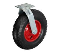 Relaxdays Rueda giratoria con neumático 3.50-6 rojo,negro,plata