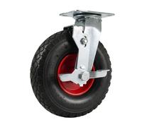 Relaxdays Rueda giratoria freno 3.00-4 rojo,negro,plata