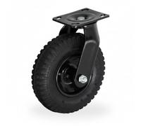 Relaxdays rueda giratoria neumática 2,50-4, carga pesada, placa de acero para atornillar, hasta 120 kg, negra