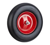 Relaxdays Rueda para Carretilla 16x4.00-8, Goma Maciza, Capacidad 200 kg, Acero Negro-Rojo