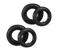 Relaxdays Ruedas de Carretilla con Cámara de Aire Set de 2, Neumáticos 4.00-8 para Carro, con Perfil, hasta 150kg, Negro