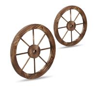 Relaxdays Ruedas de madera 60 cm, set de 2 marrón
