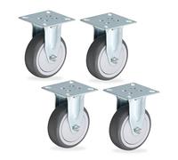 Relaxdays Juego de 4 ruedas para muebles pesados antracita,plata,gris