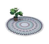 Relaxdays Runder Teppich mit Design Alfombra Pasillo Redonda, Diseño de Mandala, Ø, 100% Algodón, Antideslizante, con Flecos, Multicolor, 120 cm (Rond)