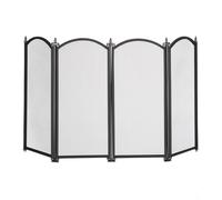 Relaxdays Salvachispas de 4 piezas para chimenea negro,plata