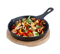 Relaxdays Sartén de Hierro Fundido con Soporte, Cacerola Redonda para Servir, para Cocina y Parrilla, 20 cm, Antracita