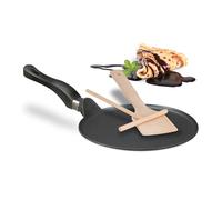 Relaxdays Sartén para crepes con accesorios marrón claro,negro