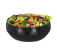 Relaxdays Servierschüssel in gehämmerter Optik Ensaladera de Diseño Martillado, Frutero Acero INOX, Cuenco de Cocina Ø 13 cm, Bol Palomitas, Negro y Cobre, Inoxidable