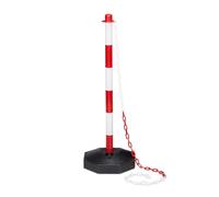 Relaxdays Bolardo de plástico con cadena blanco,rojo,negro
