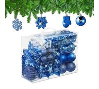 Relaxdays Set de 100 bolas de árbol de Navidad blanco,azul,plata