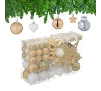 Relaxdays Set de 101 bolas de árbol de Navidad beige,blanco,plata
