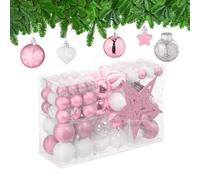 Relaxdays Set de 101 bolas de árbol de Navidad blanco,rosa,plata