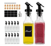 Relaxdays Set 12 botellas de aceite con vertedor negro,transparente