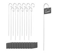 Relaxdays Set 12 etiquetas de pizarra para plantas antracita,plata