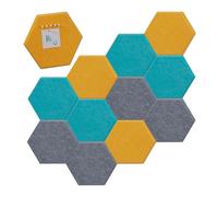 Relaxdays Set 12 Tableros de Fieltro Hexagonales, 3 Colores, Pizarras Anuncios, 26x30x0,9 cm, con Chinchetas, Multicolor
