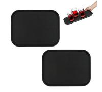 Relaxdays Set 2 Bandejas Bar, Superficie Antideslizante, Plato Rectangular Servir, Bebidas, Gastronomía, 41x30 cm, Negro