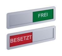 Relaxdays Set 2 carteles de puerta ocupado/libre verde,rojo,plata