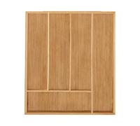 Relaxdays Set 2 Cuberteros con 5 Compartimentos Bambú Veteado, Bandeja Cubiertos Cajón, Pequeño, 5 x 30 x 34cm, Cocina, Natural
