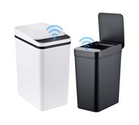 Relaxdays Set 2 cubos de basura con sensor, 9 y 15 L, negro/blanco