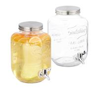 Relaxdays Set de 2 dispensadores de bebidas 4 L plata,transparente