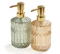 Relaxdays Set 2 dispensadores de jabón 400 ml blanco,oro,verde