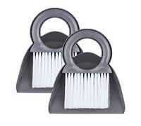 Relaxdays Set 2 Escobas Mesa con 2 Recogedores, Quitamigas Plástico, Barredor de Mano Cocina, Colgante, Gris y Blanco