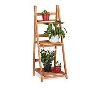 Relaxdays Set 2 Estanterías Escaleras para Plantas de Interior, Madera, Marrón