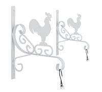 Relaxdays Set 2 ganchos para macetas gallo blanco blanco