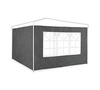 Relaxdays Set 2 Paneles Laterales Carpa, 2x3 m, Cortinas Cenador, con Ventana, Impermeables, Lonas Cierre Pérgola, Gris