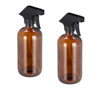 Relaxdays Set 2 pulverizadores agua cristal marrón marrón,negro