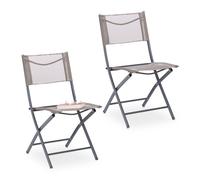 Relaxdays Set 2 sillas de jardín plegables crema,plata