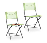 Relaxdays Set 2 sillas verdes de jardín plegables verde,plata