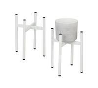 Relaxdays Set 2 Soportes Plantas Ancho Ajustable, 26x26-37x37cm, Portamacetas Metal, Estante Maceta, Blanco