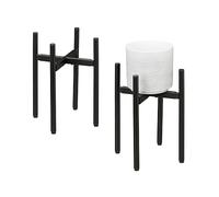 Relaxdays Set 2 Soportes Plantas Ancho Ajustable, 26x26-37x37cm, Portamacetas Metal, Estante Maceta, Negro